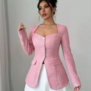 Pink Button Down Blazer